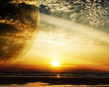 planet, sunset, fantasy Wallpaper 1280x1024