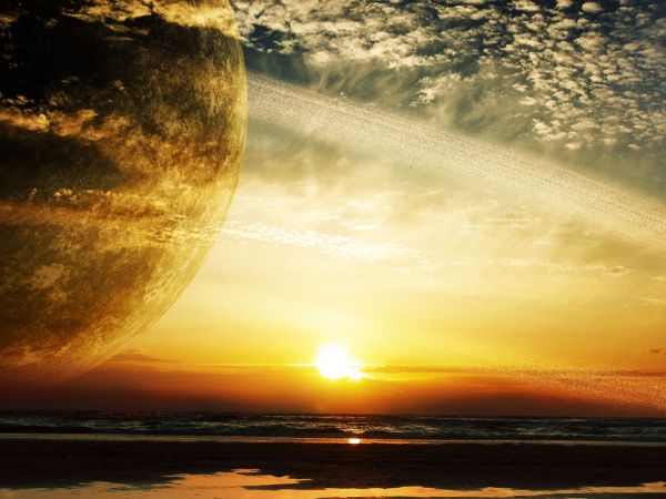 planet, sunset, fantasy Wallpaper 800x600