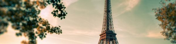 eiffel tower, Paris, France Wallpaper 1590x400