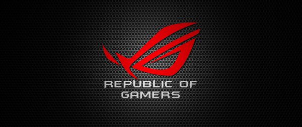 ASUS ROG logo, on gray background Wallpaper 2560x1080