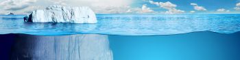 iceberg, underwater, blue Wallpaper 1590x400
