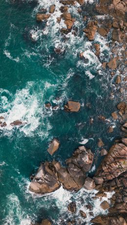 over rocks, sea, stones Wallpaper 640x1136