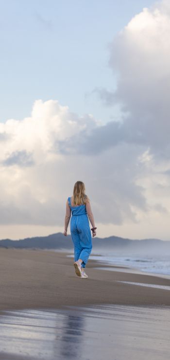 South Africa, girl on the beach Wallpaper 1080x2280