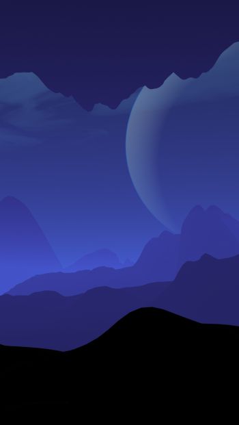 landscape, night, minimalism Wallpaper 640x1136