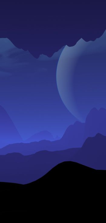 landscape, night, minimalism Wallpaper 720x1520
