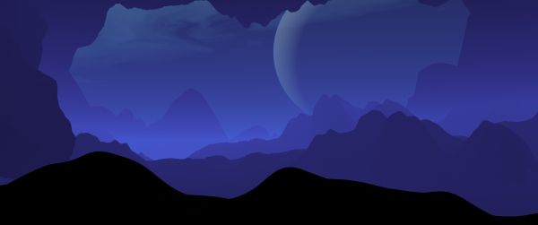 landscape, night, minimalism Wallpaper 3440x1440