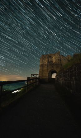 night fortress, starry sky Wallpaper 600x1024
