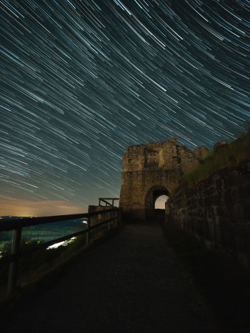 night fortress, starry sky Wallpaper 2048x2732