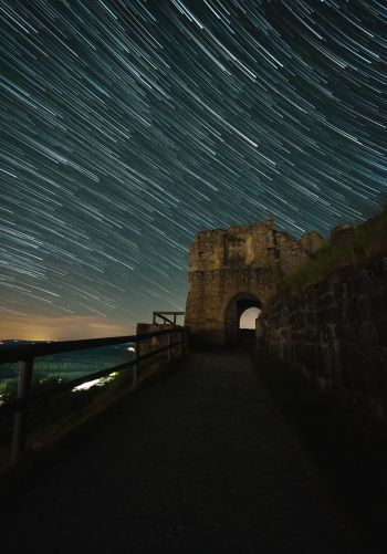 night fortress, starry sky Wallpaper 1668x2388