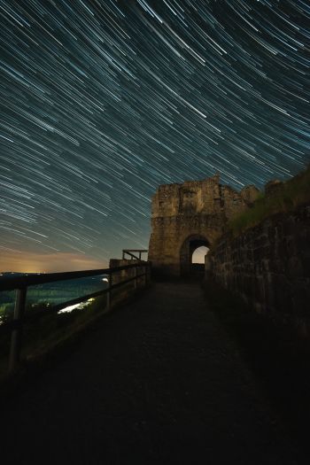 night fortress, starry sky Wallpaper 640x960