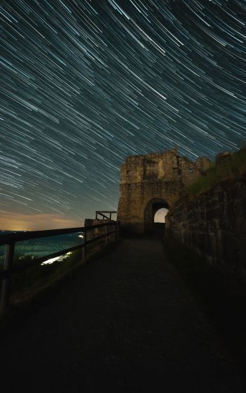 night fortress, starry sky Wallpaper 1752x2800