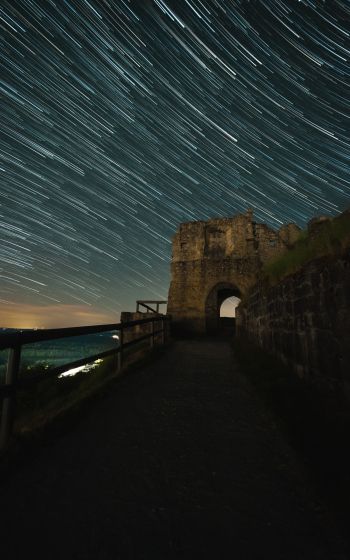 night fortress, starry sky Wallpaper 1600x2560