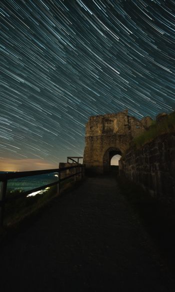 night fortress, starry sky Wallpaper 1200x2000
