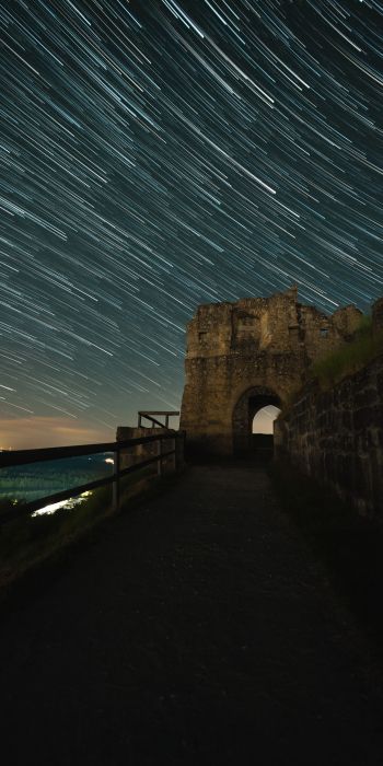 night fortress, starry sky Wallpaper 720x1440