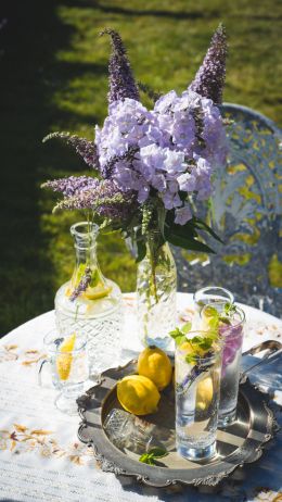 summer table, bouquet Wallpaper 2160x3840