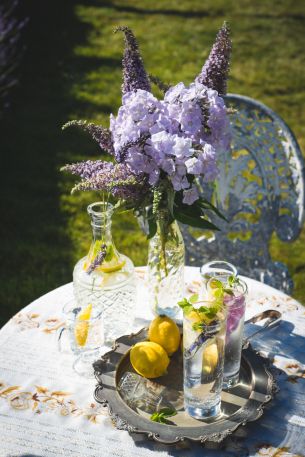 summer table, bouquet Wallpaper 4559x6842
