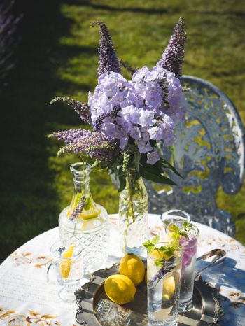 summer table, bouquet Wallpaper 1536x2048