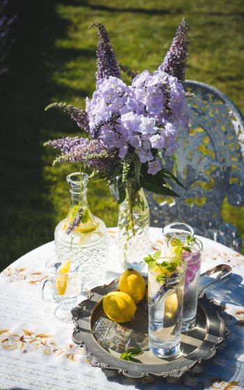 summer table, bouquet Wallpaper 1752x2800