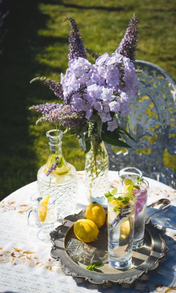 summer table, bouquet Wallpaper 1200x2000