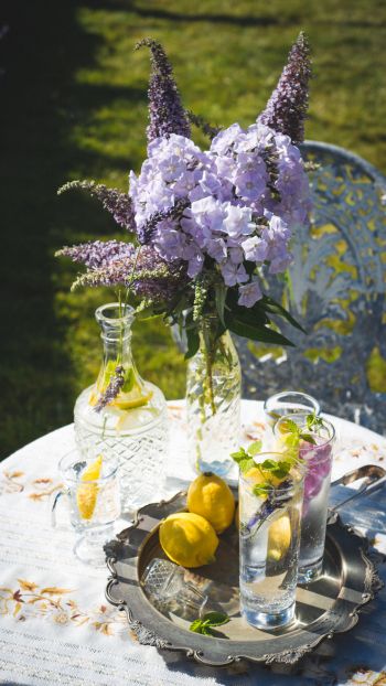 summer table, bouquet Wallpaper 720x1280
