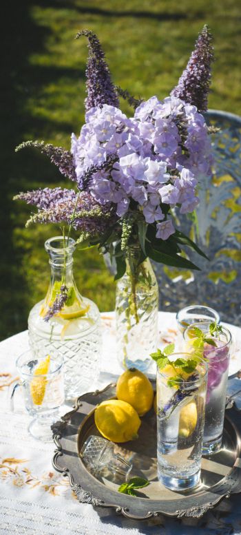 summer table, bouquet Wallpaper 720x1600