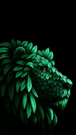 lion, green, black Wallpaper 1080x1920