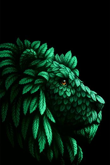 lion, green, black Wallpaper 640x960