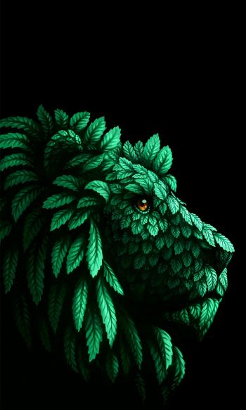 lion, green, black Wallpaper 1200x2000