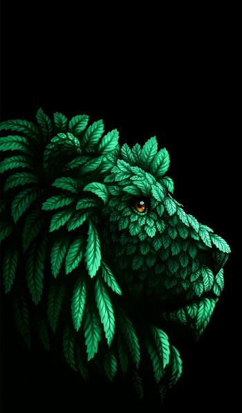 lion, green, black Wallpaper 600x1024