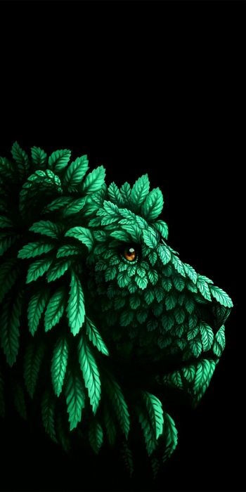 lion, green, black Wallpaper 720x1440