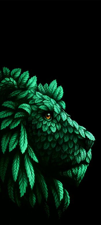 lion, green, black Wallpaper 720x1600