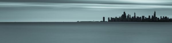 sea, city, landscape Wallpaper 1590x400