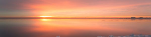 sunset, sea, landscape Wallpaper 1590x400