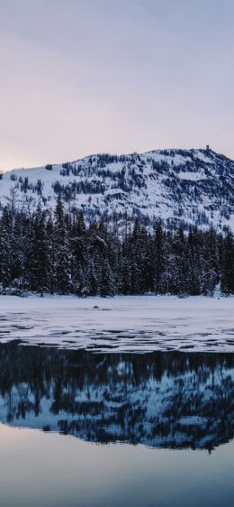 winter lake, mountain Wallpaper 1170x2532