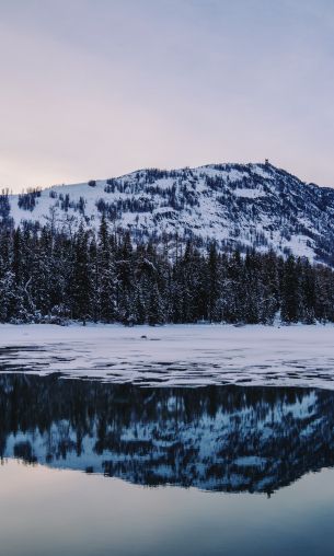 winter lake, mountain Wallpaper 1200x2000