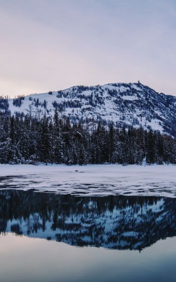 winter lake, mountain Wallpaper 1600x2560