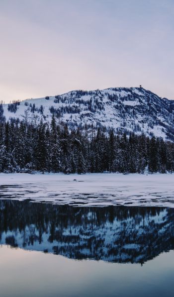 winter lake, mountain Wallpaper 600x1024