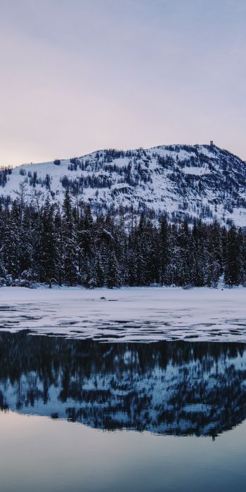 winter lake, mountain Wallpaper 720x1440