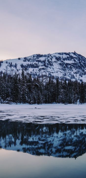 winter lake, mountain Wallpaper 1440x2960