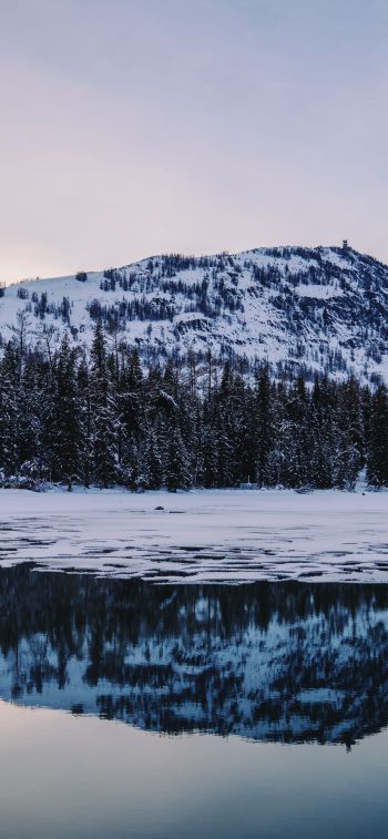 winter lake, mountain Wallpaper 1170x2532