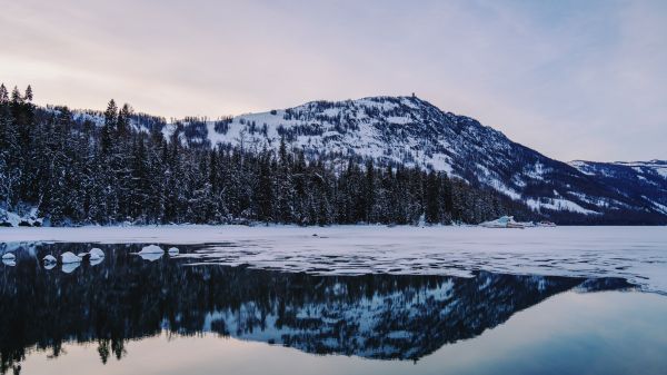 winter lake, mountain Wallpaper 1280x720