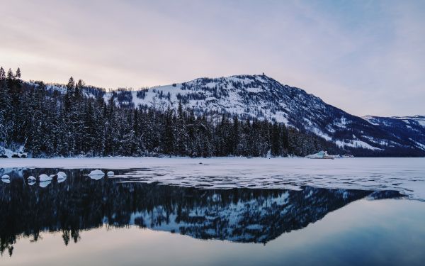 winter lake, mountain Wallpaper 1920x1200