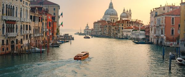 metropolitan city of venice, Italy Wallpaper 3440x1440