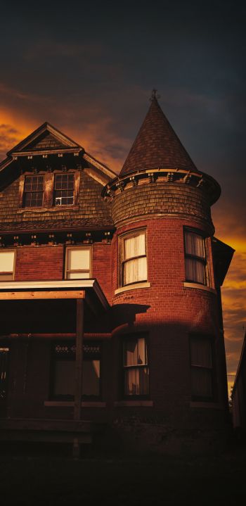 house with tower Wallpaper 1080x2220
