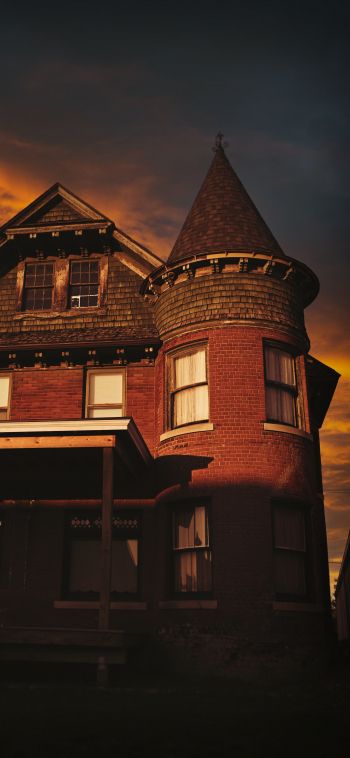 house with tower Wallpaper 1080x2340
