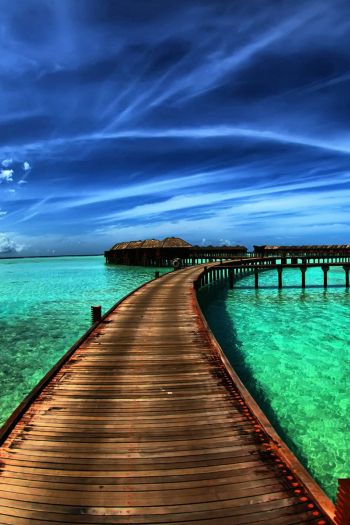 Обои 640x960 Мальдивы, пейзаж, океан