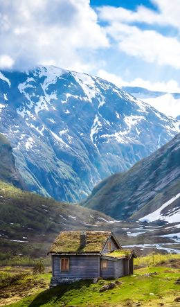 house, mountains, landscape Wallpaper 600x1024