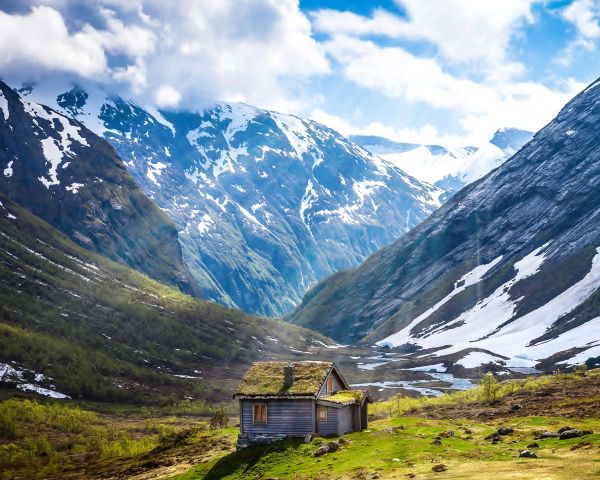 house, mountains, landscape Wallpaper 1280x1024