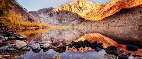 autumn, lake, landscape Wallpaper 3440x1440