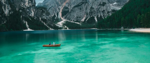 Lake Braies, Italy Wallpaper 3440x1440